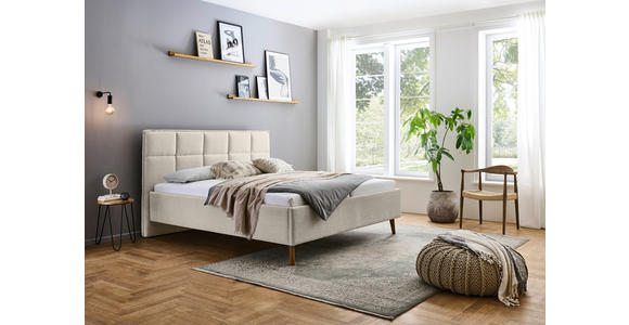 POLSTERBETT Beige 160/200 cm  - Eichefarben/Beige, Design, Holz/Textil (160/200cm) - Xora