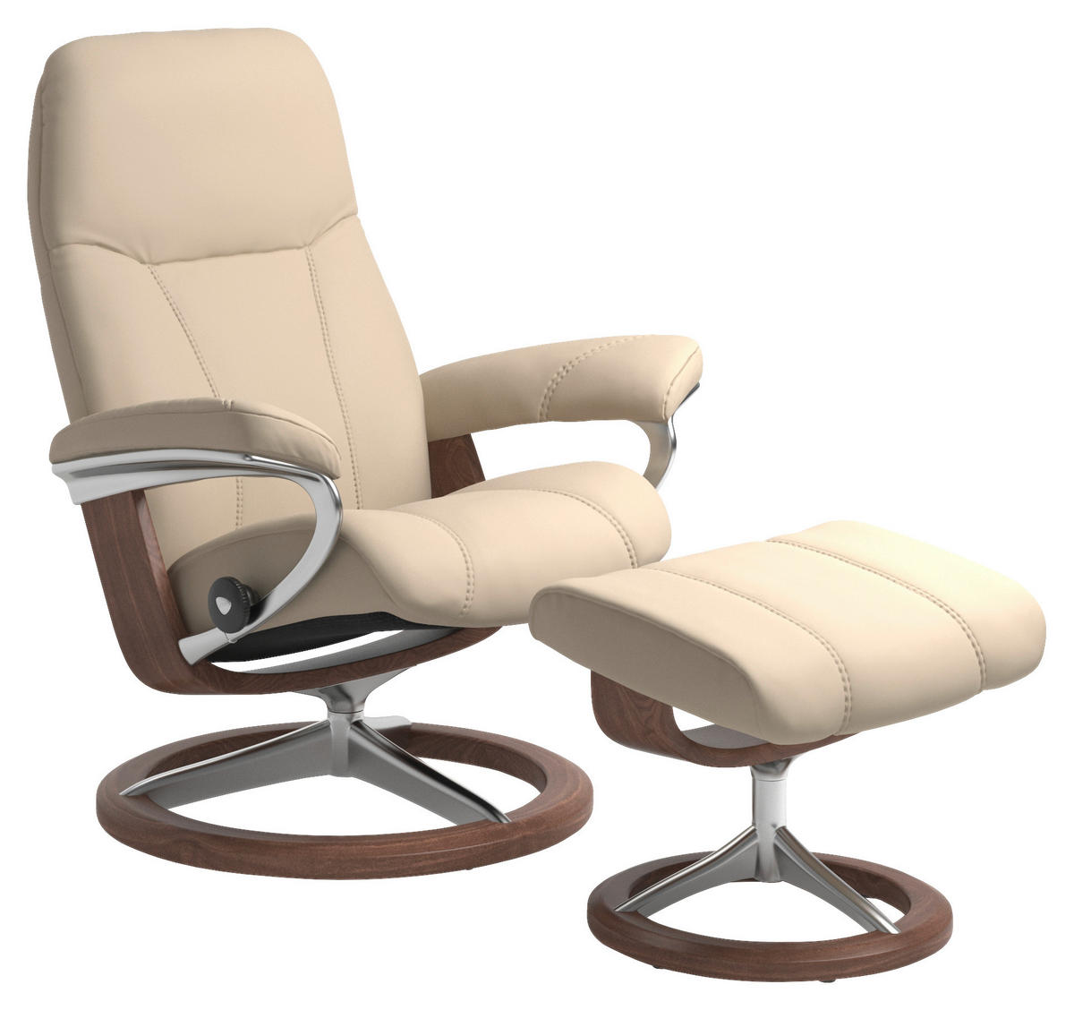 RELAXSESSELSET in Leder Beige  - Beige/Walnussfarben, Natur, Leder/Holz (75/100/71cm) - Stressless
