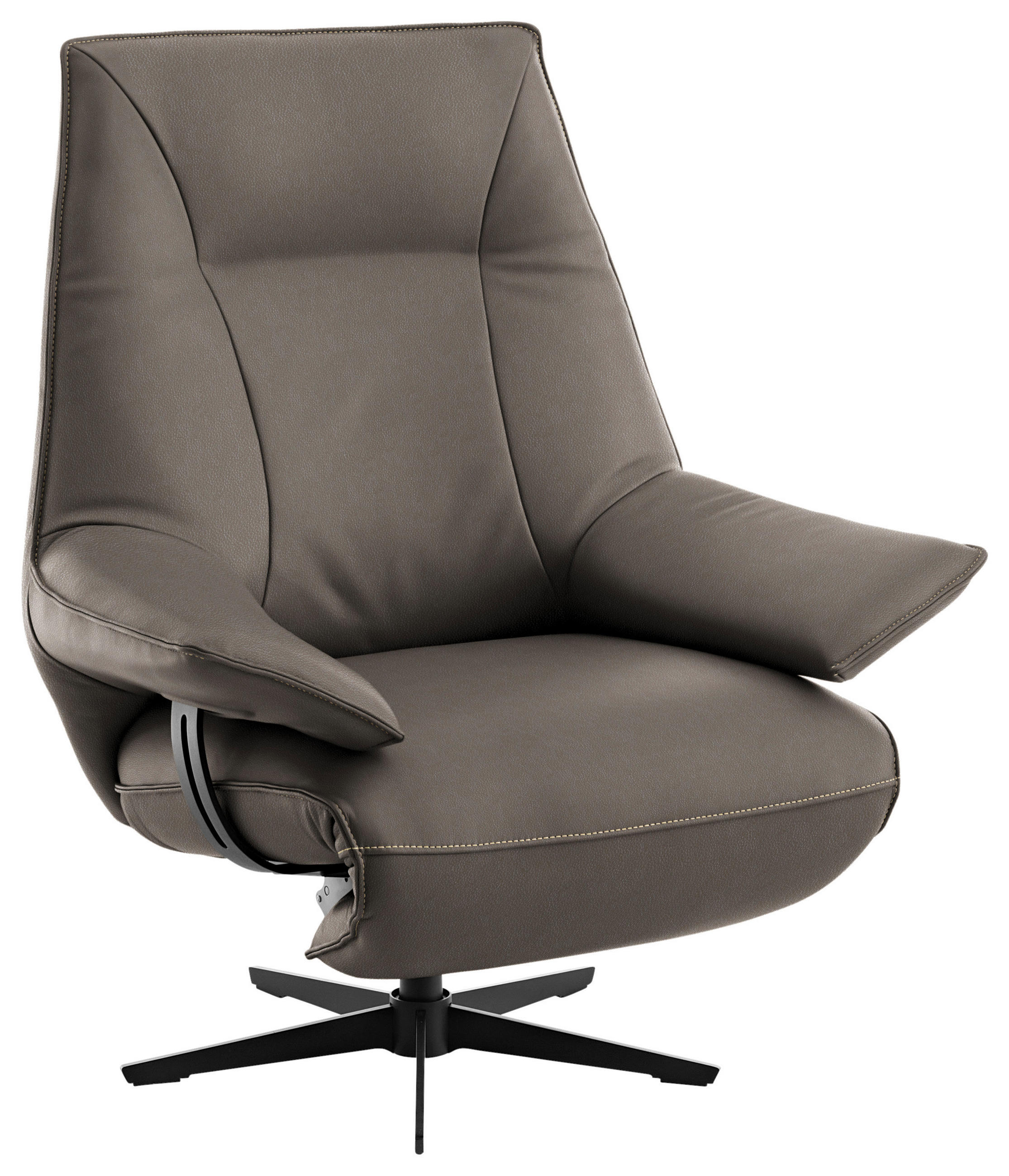 RELAXSESSEL in Leder Graubraun  - Graubraun/Beige, Design, Leder/Metall (92/79/82cm) - Dieter Knoll