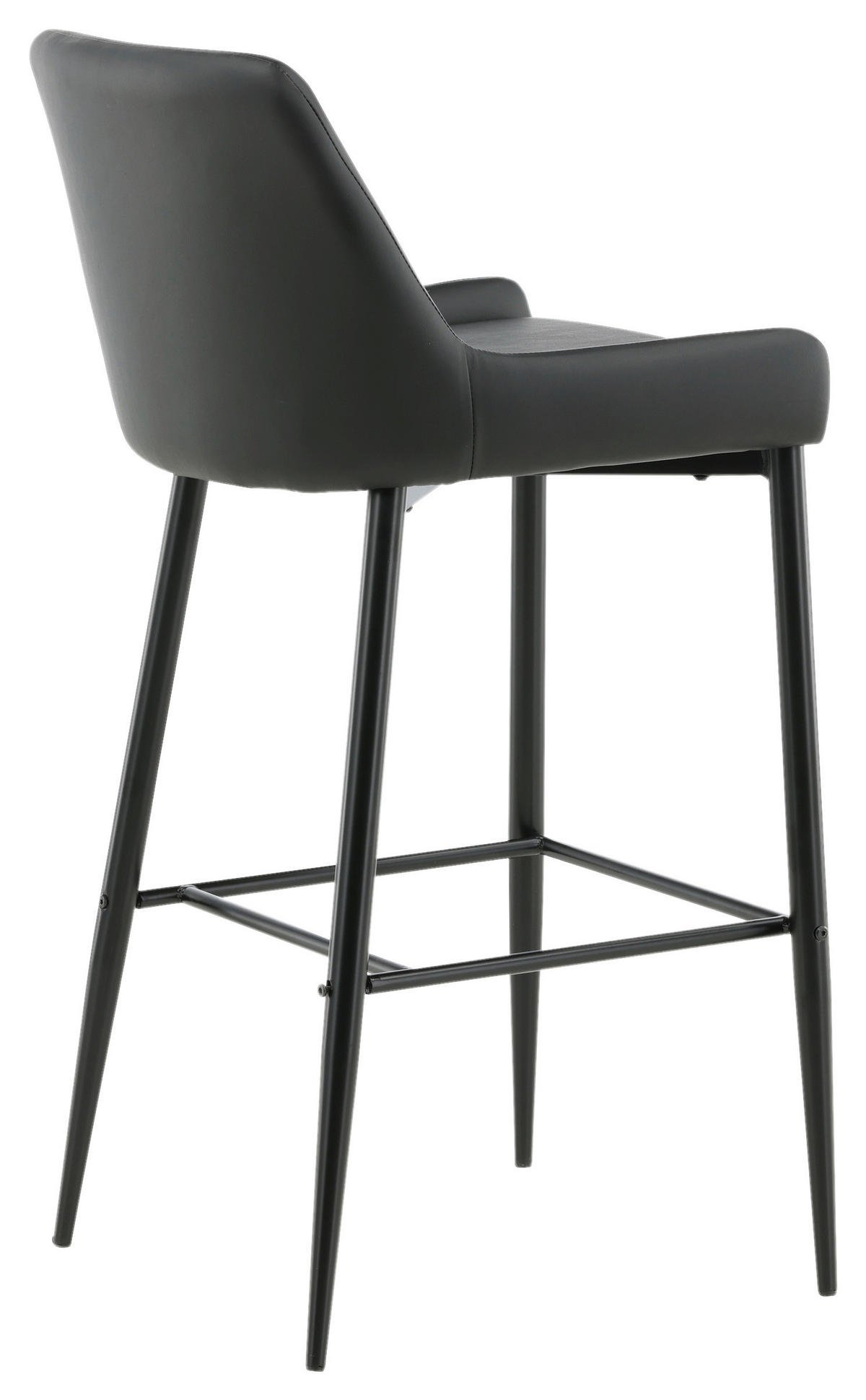 BARHOCKER-SET Lederlook (vegan) Schwarz Stahl abwischbar  - Schwarz, Design, Kunststoff/Textil (48/105/57cm) - Livetastic