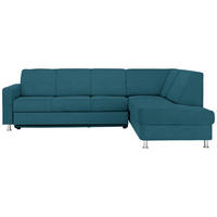 ECKSOFA Flachgewebe Blau  - Chromfarben/Blau, Design, Textil/Metall (256/198cm) - Xora