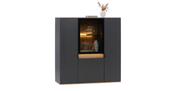 HIGHBOARD  in 130,5/134,6/42 cm  - Eichefarben/Anthrazit, Design, Glas/Holz (130,5/134,6/42cm) - Dieter Knoll