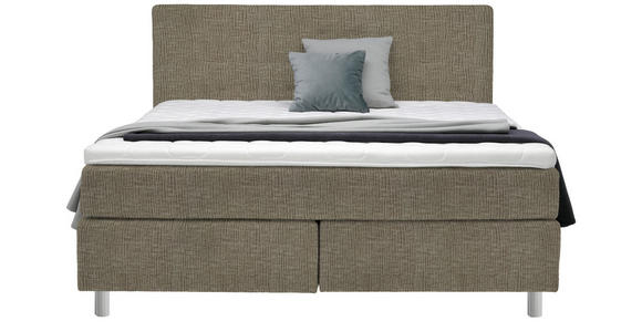 BOXSPRINGBETT 180/200 cm  in Hellbraun  - Chromfarben/Hellbraun, KONVENTIONELL, Kunststoff/Textil (180/200cm) - Voleo