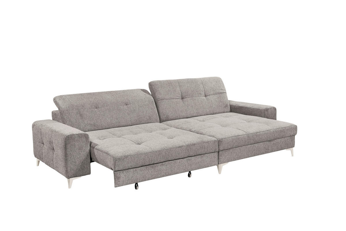 ECKSOFA SORELLA in Mikrovelours Taupe Kopfteilverstellung, Sitztiefenverstellung  328/182 cm  - Taupe/Kaschmir, Design, Kunststoff/Textil (328/182cm) - MID.YOU