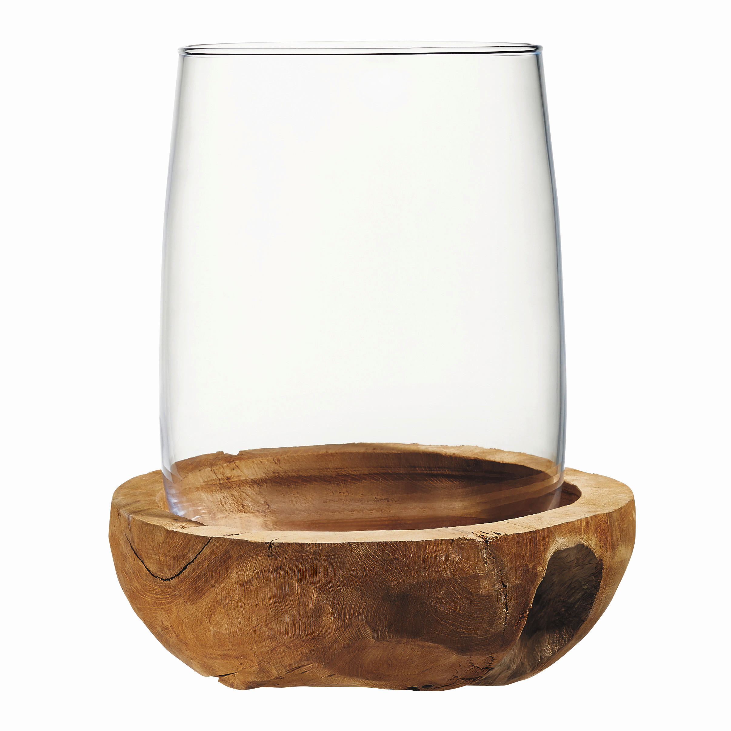 STOJAN NA SVÍČKU  dřevo, sklo - barvy teak/čiré, Basics, dřevo/sklo (23,00/27,00/23,00cm) - Leonardo
