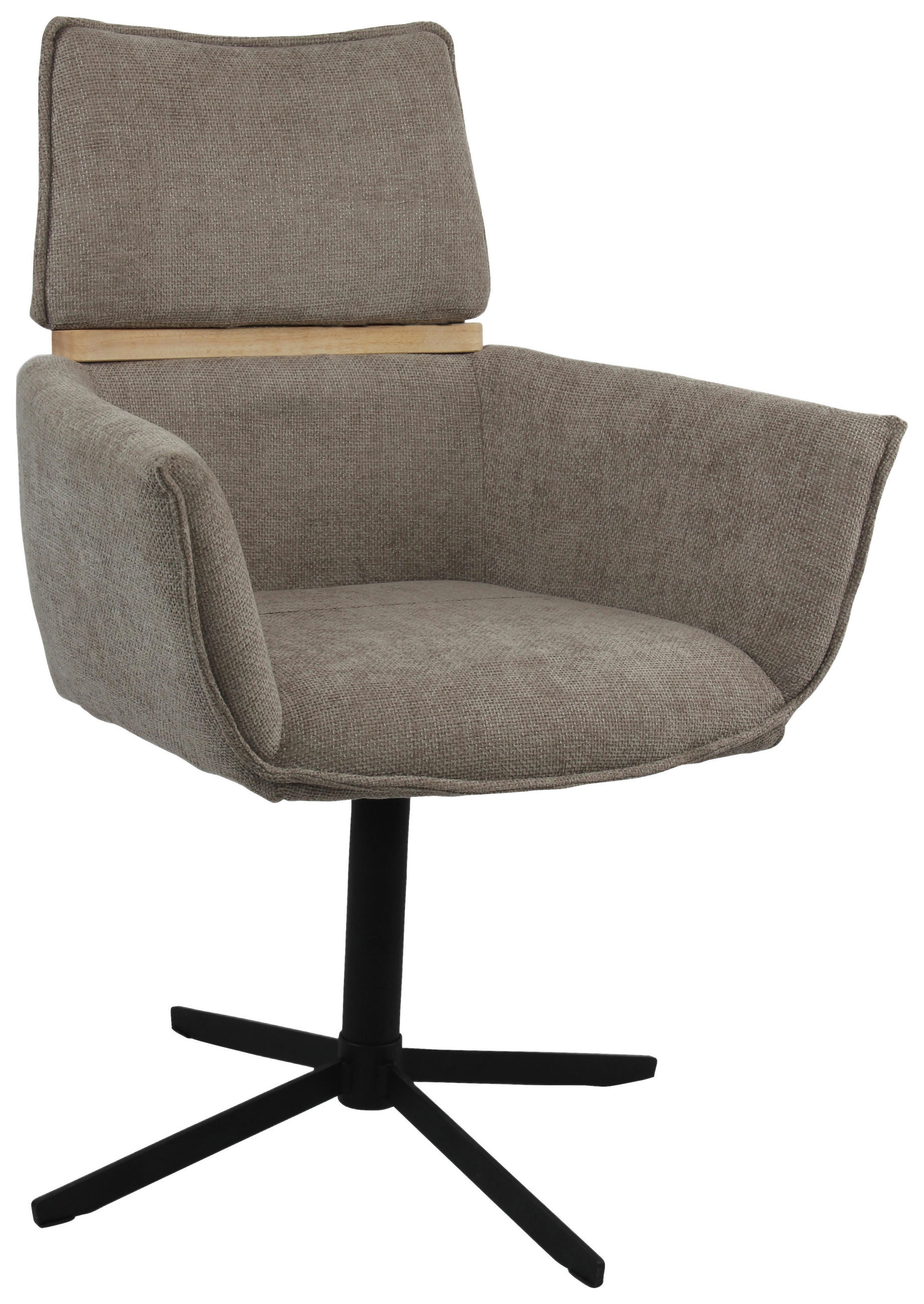 CHEFSESSEL Webstoff Hellbraun  - Hellbraun/Schwarz, MODERN, Holz/Textil (62/86/56cm) - MID.YOU