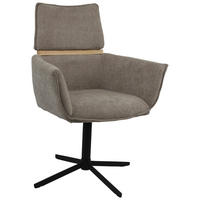 CHEFSESSEL Webstoff Hellbraun  - Hellbraun/Schwarz, MODERN, Holz/Textil (62/86/56cm) - MID.YOU