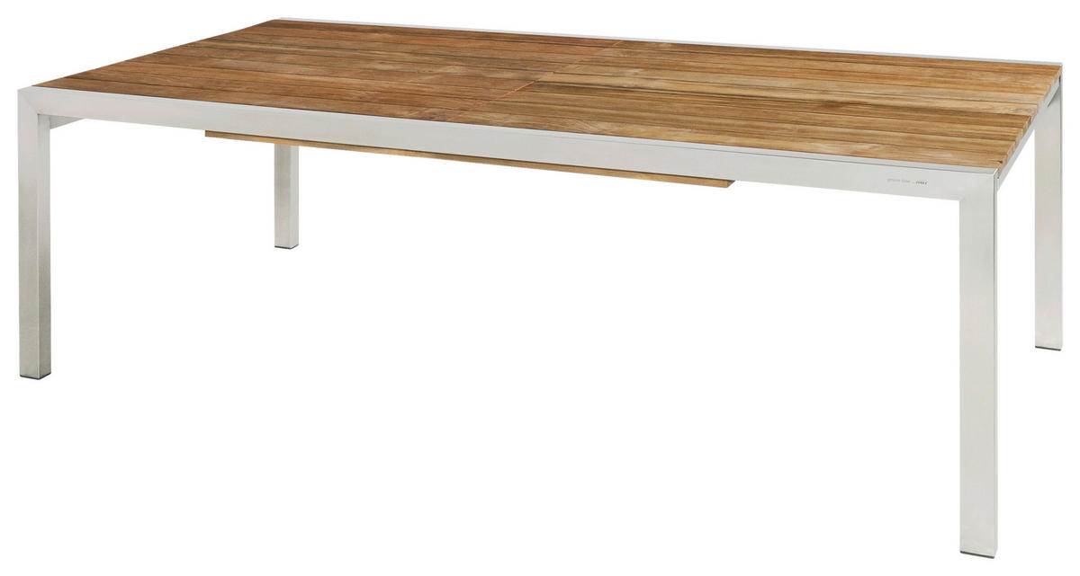 GARTENTISCH 220/340/75/100 cm Holz, Metall  - Edelstahlfarben/Teakfarben, Modern, Holz/Metall (220/340/75/100cm) - Zebra 