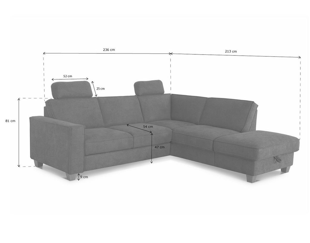 ECKSOFA in Flachgewebe Creme  - Eichefarben/Creme, Konventionell, Holz/Textil (236/213cm) - Sit & More