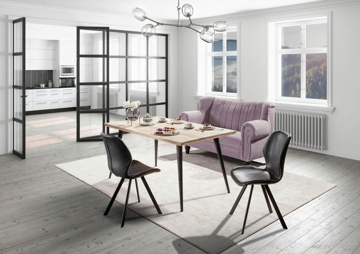 2-SITZER-SOFA in Cord Flieder  - Dunkelbraun/Flieder, Design, Holz/Textil (168/96/75cm) - Ambia Home