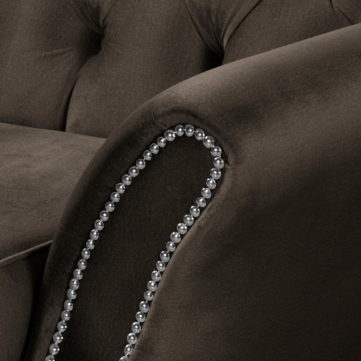 3-SITZER-SOFA Jersey in Velours Dunkelbraun  - Dunkelbraun, Design, Holz/Textil (210/98/95cm) - P & B