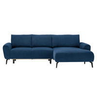 ECKSOFA in Webstoff Blau  - Blau/Schwarz, Design, Textil/Metall (272/170cm) - Welnova