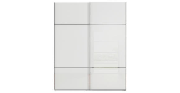 SCHWEBETÜRENSCHRANK  in Weiß  - Chromfarben/Weiß, KONVENTIONELL, Glas/Holzwerkstoff (181/223/67cm) - Novel