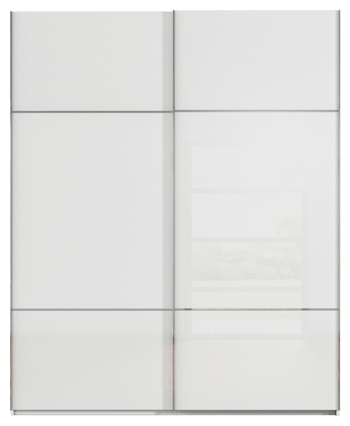 SCHWEBETÜRENSCHRANK  in Weiß  - Chromfarben/Weiß, KONVENTIONELL, Glas/Holzwerkstoff (201/223/67cm) - Novel