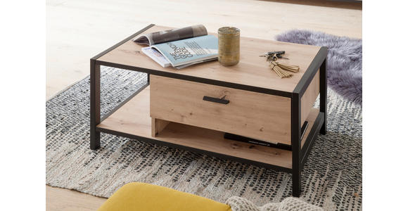 COUCHTISCH 92/55/44 cm rechteckig Anthrazit, Eichefarben  - Eichefarben/Anthrazit, Design, Holzwerkstoff/Metall (92/55/44cm) - Carryhome