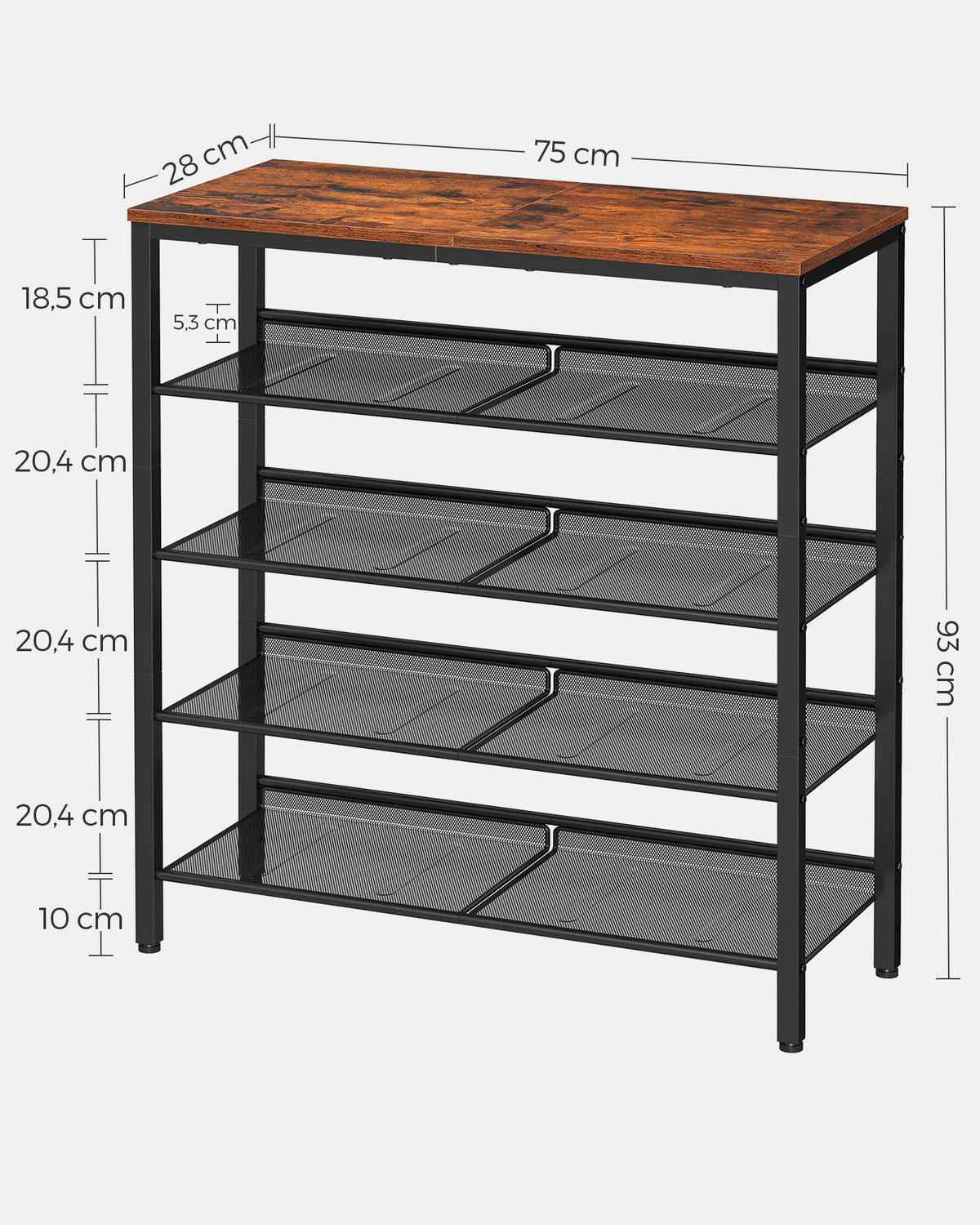 SCHUHREGAL Braun, Schwarz  - Schwarz/Braun, Trend, Holzwerkstoff/Metall (75/93/28cm) - Boxxx
