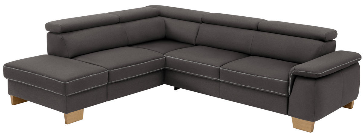 ECKSOFA in Mikrofaser Anthrazit  - Eichefarben/Anthrazit, Lifestyle, Holz/Textil (226/273cm) - Beldomo System