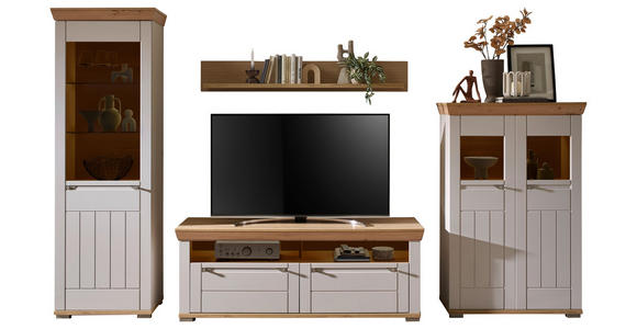 WOHNWAND  in Kaschmir, Eiche Artisan  351/208/53 cm  - Kaschmir/Eiche Artisan, ROMANTIK / LANDHAUS, Glas/Holzwerkstoff (351/208/53cm) - Landscape