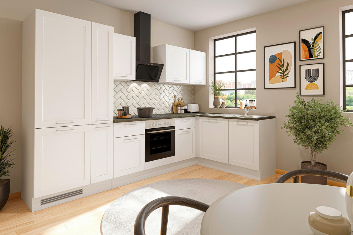 ECKKÜCHE 310/175 cm  in Weiß  - Chromfarben/Anthrazit, Design, Holzwerkstoff/Metall (310/175cm) - MID.YOU