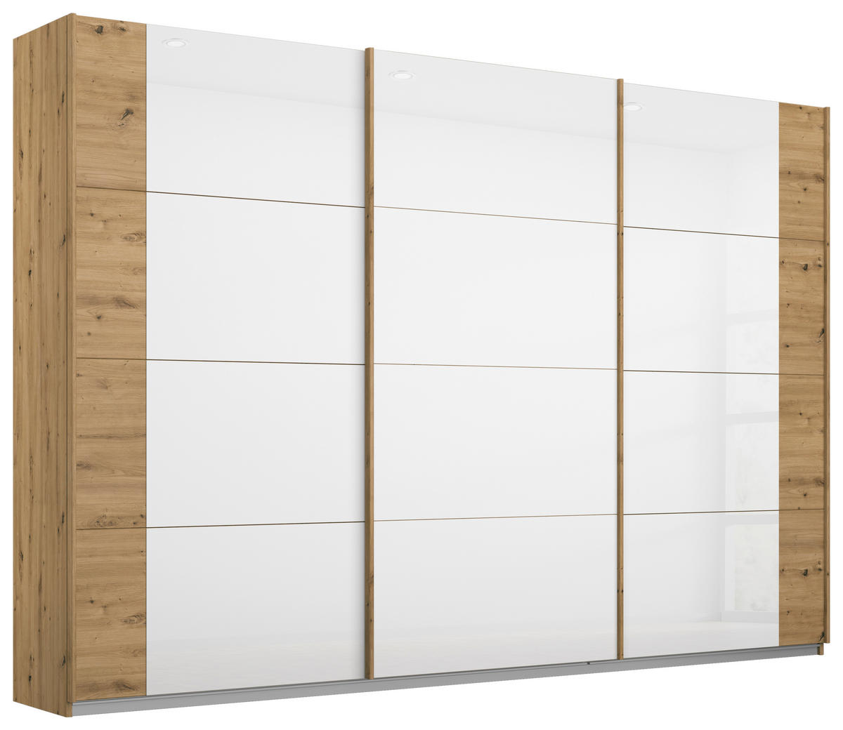 SCHWEBETÜRENSCHRANK  in Weiß, Eiche Artisan  - Eiche Artisan/Weiß, MODERN, Glas/Holzwerkstoff (271/210/62cm) - Rauch Möbel