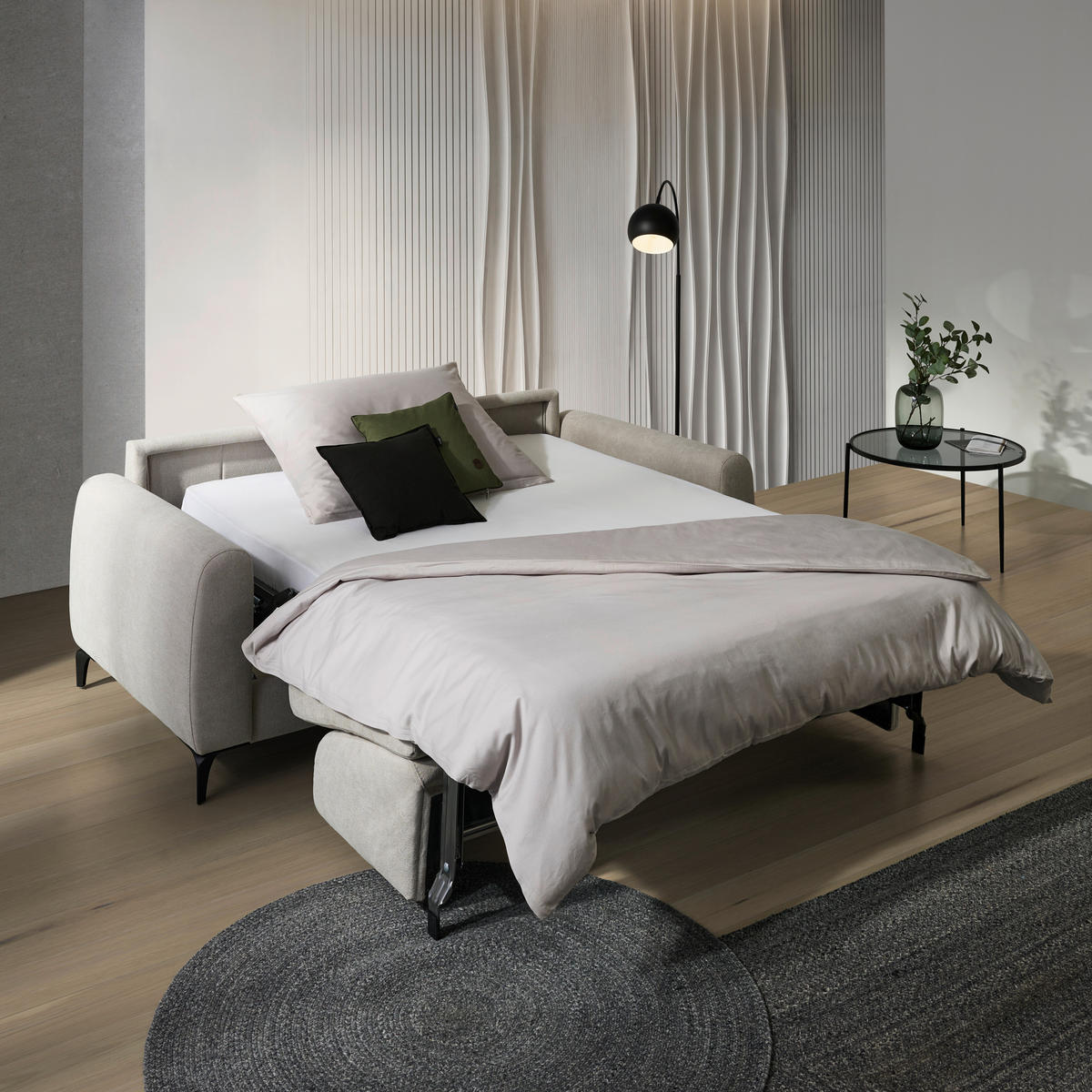 KANAPÉÁGY fa, textil  - fekete, Konventionell, textil/fa (203/88/102cm) - Novel