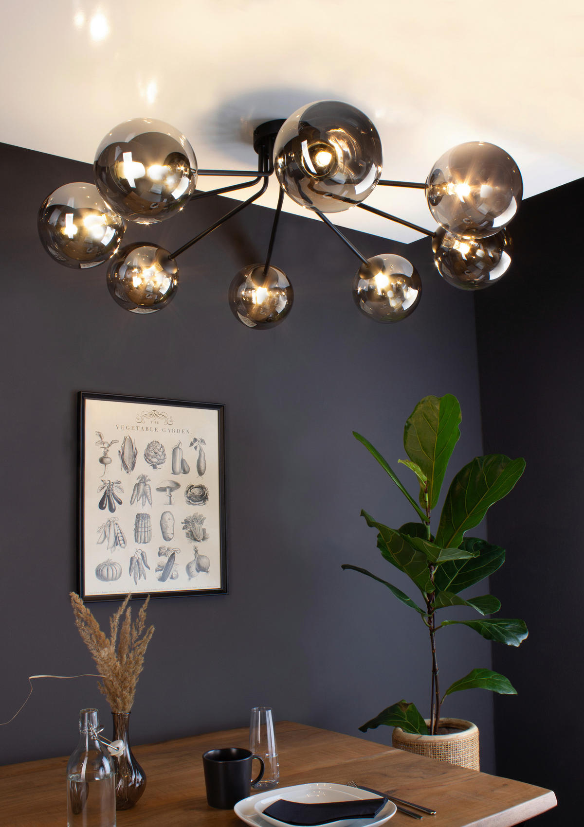 DECKENLEUCHTE  88/28 cm    - Schwarz, Design, Glas/Metall (88/28cm)