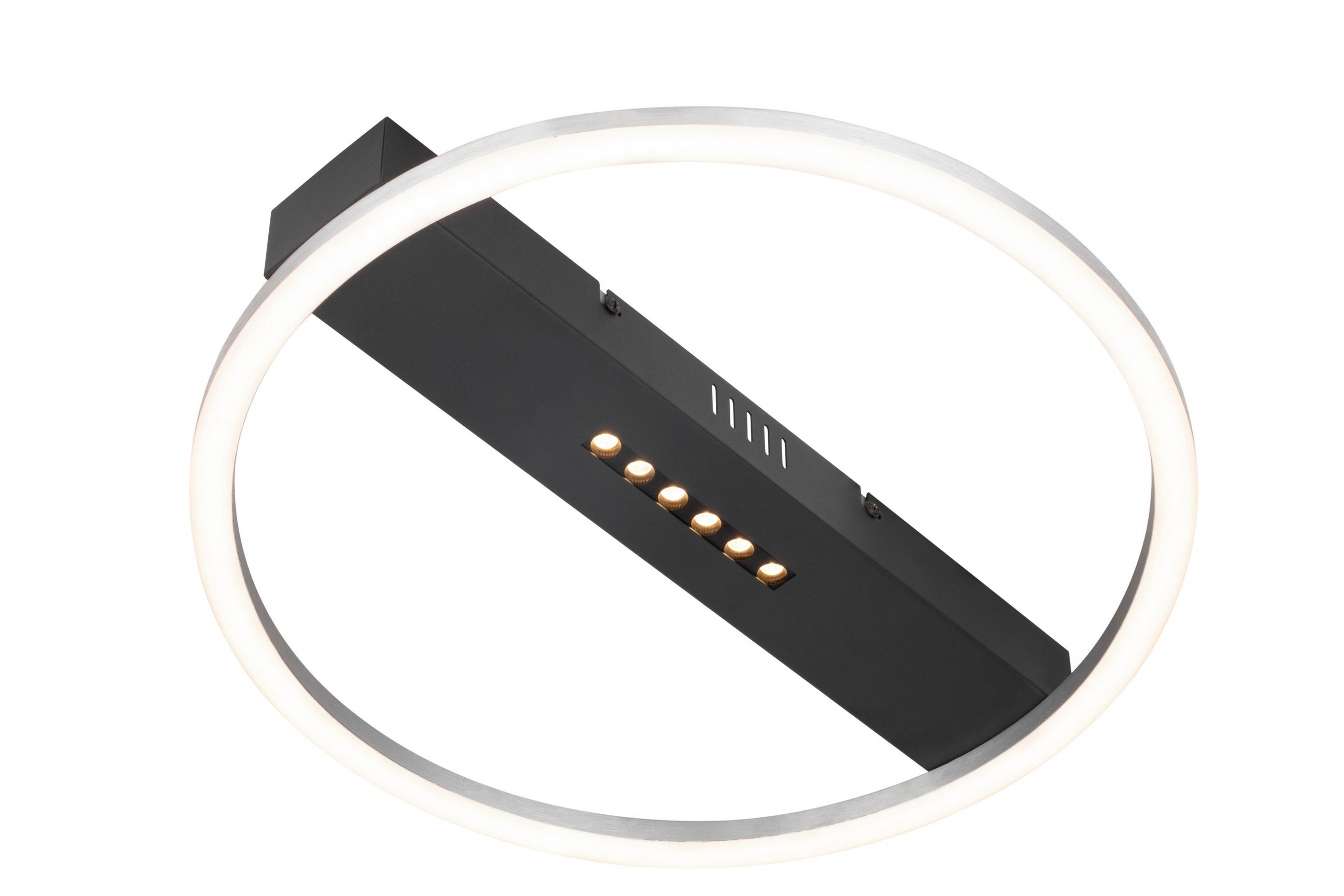 LED MENNYEZETI LÁMPA - fekete/alumínium színű, Basics, műanyag/fém (40/6cm) - Novel