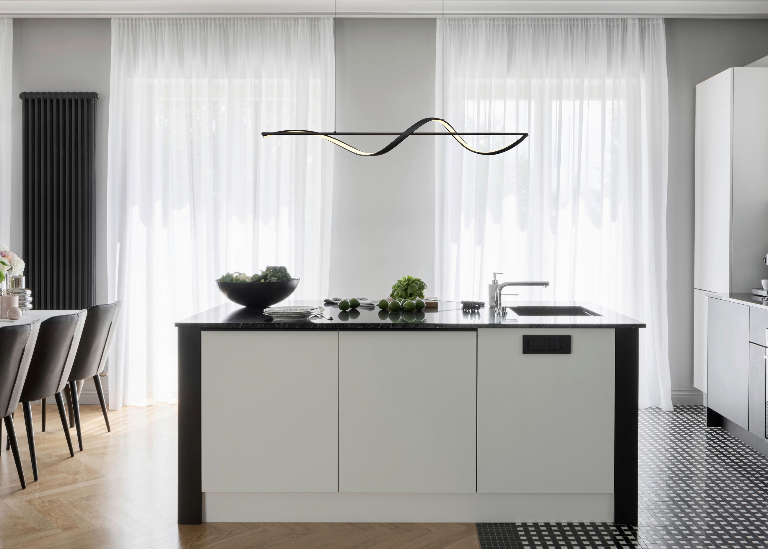 LED-HÄNGLAMPA 120/20/150 cm  - opal/svart, Design, metall/plast (120/20/150cm) - Globo