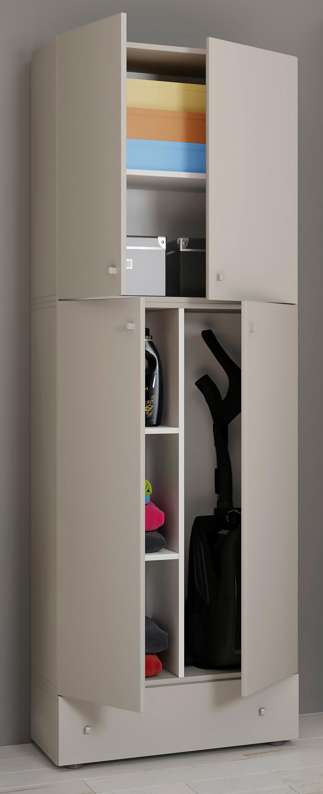 MEHRZWECKSCHRANK 70/200/39 cm  in Grau  - Schwarz/Grau, MODERN, Holzwerkstoff/Kunststoff (70/200/39cm) - MID.YOU