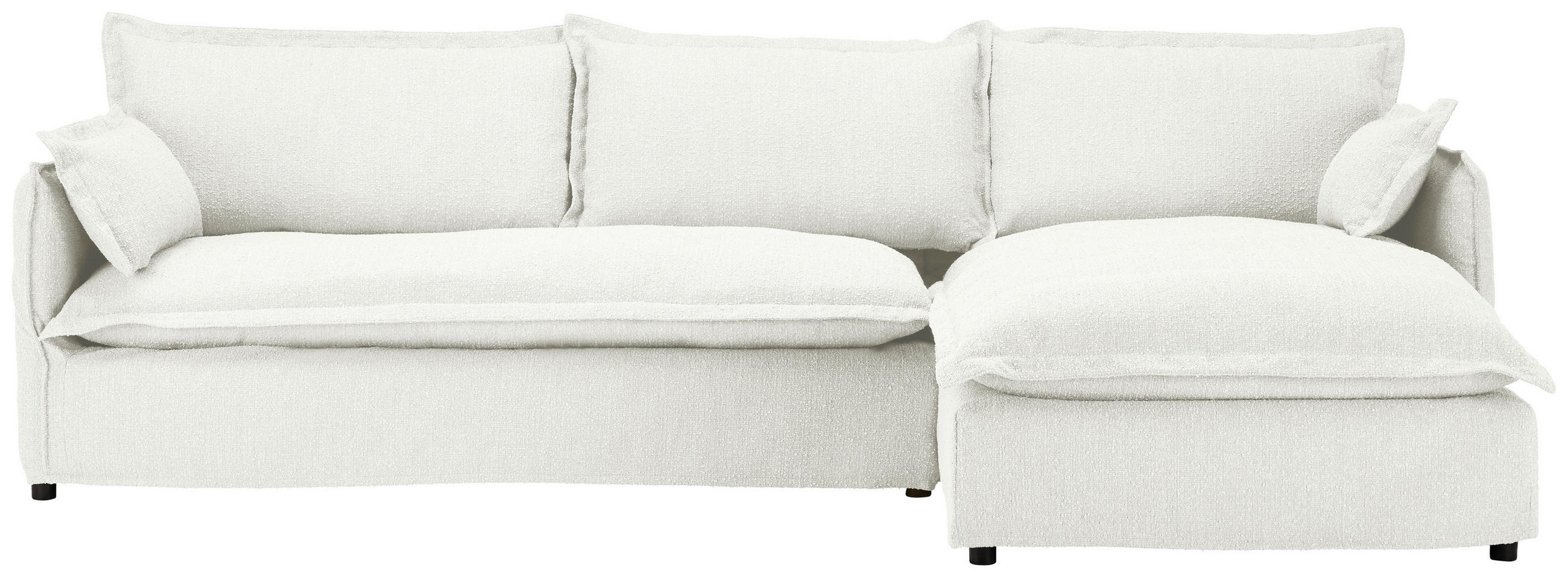 HUSSEN-ECKSOFA Weiß Flachgewebe, Bouclé  - Schwarz/Weiß, Trend, Textil/Metall (295/165cm) - Livetastic