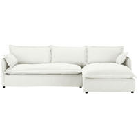 ECKSOFA in Flachgewebe, Bouclé Weiss  - Weiss/Schwarz, Trend, Textil/Metall (295/165cm) - Livetastic
