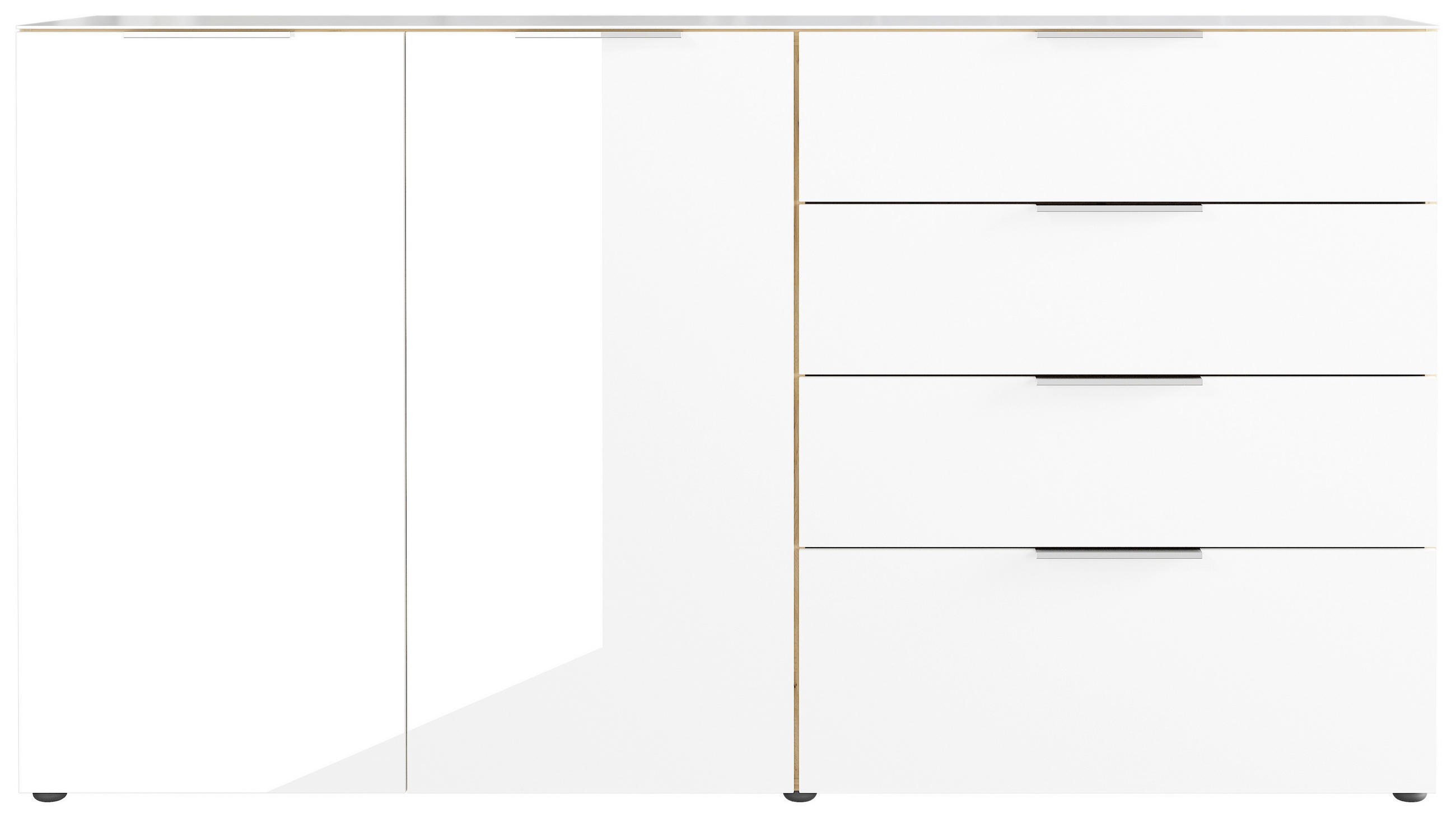 SIDEBOARD  in 184/102/42 cm  - Chromfarben/Eichefarben, KONVENTIONELL, Glas/Holzwerkstoff (184/102/42cm) - Germania