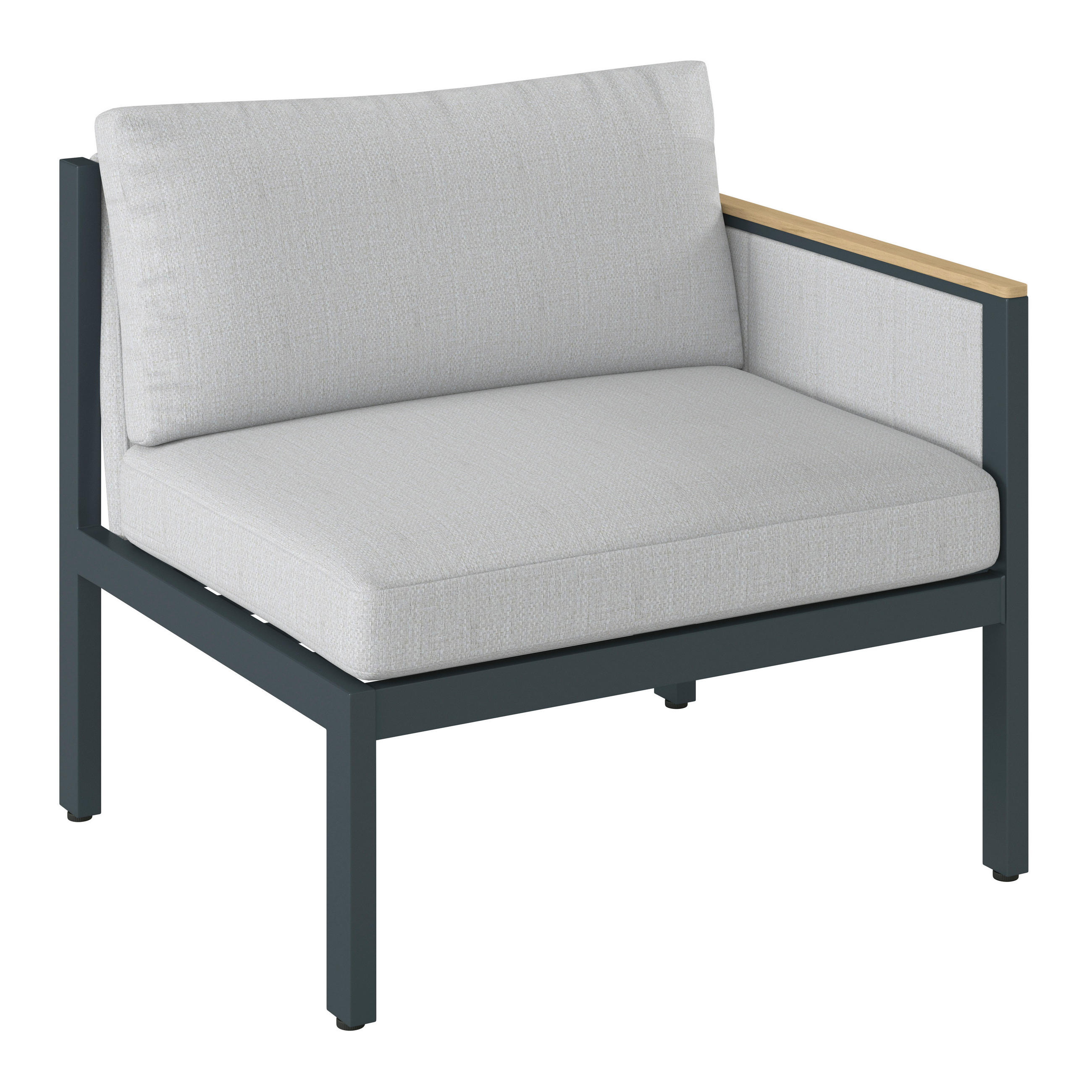 Dieter Knoll Loungeendteil Anthrazit, Grau, Teak 83.5x73x76 cm