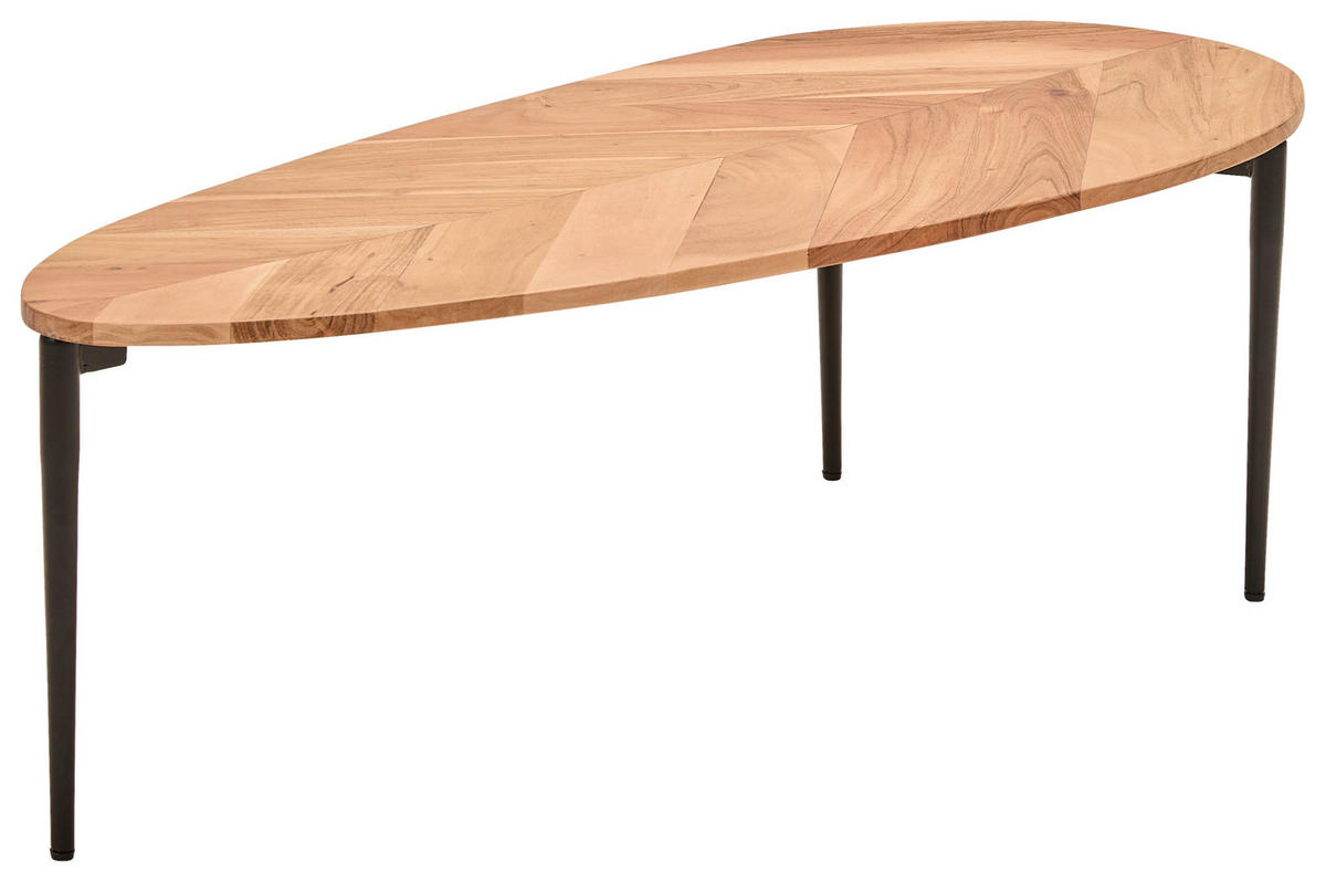 COUCHTISCH Akazie vollmassiv 110/35/50 cm Freiform Naturfarben, Schwarz  - Schwarz/Naturfarben, Design, Holz/Stein (110/35/50cm) - Livetastic