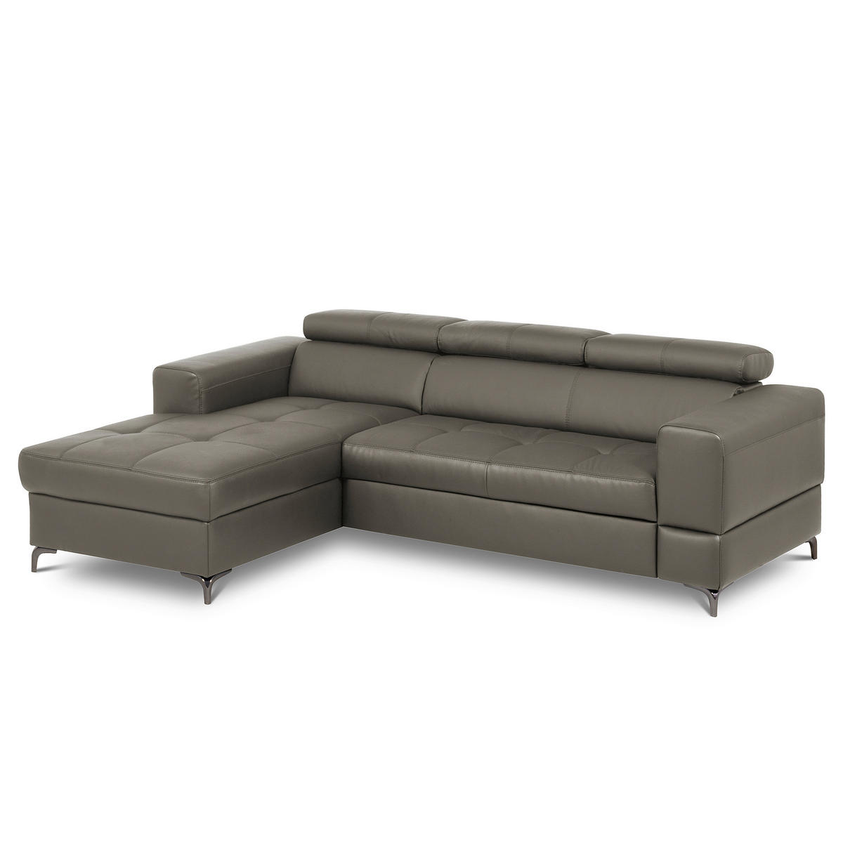 ECKSOFA  in Lederlook Echtleder Schlammfarben  - Schlammfarben/Schwarz, Design, Leder/Textil (173/247cm) - Livetastic