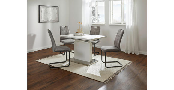 ESSTISCH in Metall, Holzwerkstoff 120-160/80/76 cm - Edelstahlfarben/Weiß, Design, Holzwerkstoff/Metall (120-160/80/76cm) - Carryhome