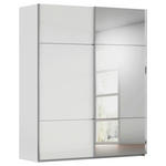 SCHWEBETÜRENSCHRANK  in Grau, Weiß  - Chromfarben/Weiß, KONVENTIONELL, Glas/Holzwerkstoff (181/223/68cm) - Novel