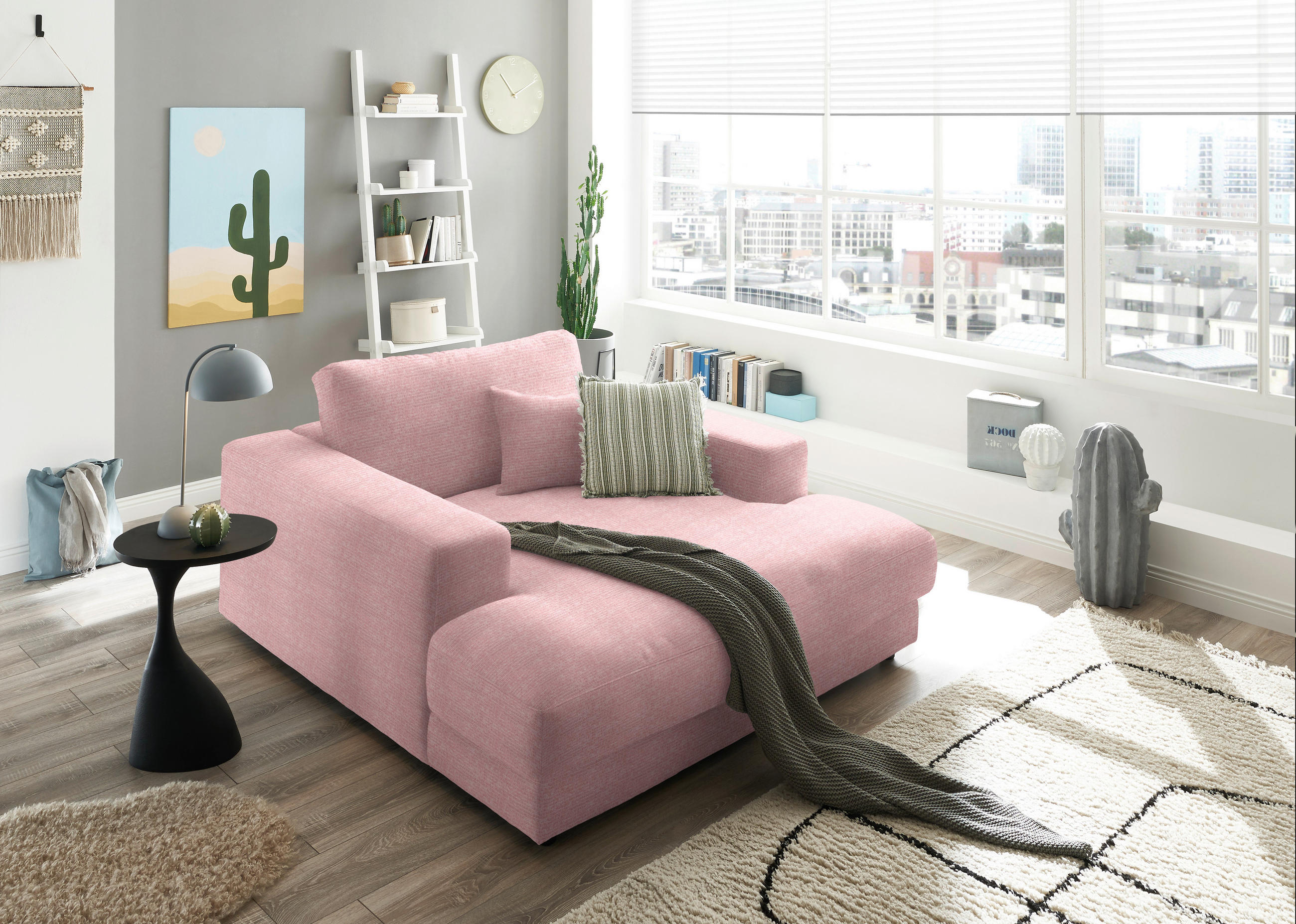 XXL-SESSEL in Chenille Rosa  - Schwarz/Rosa, Design, Kunststoff/Textil (150/86/170cm) - Lomoco
