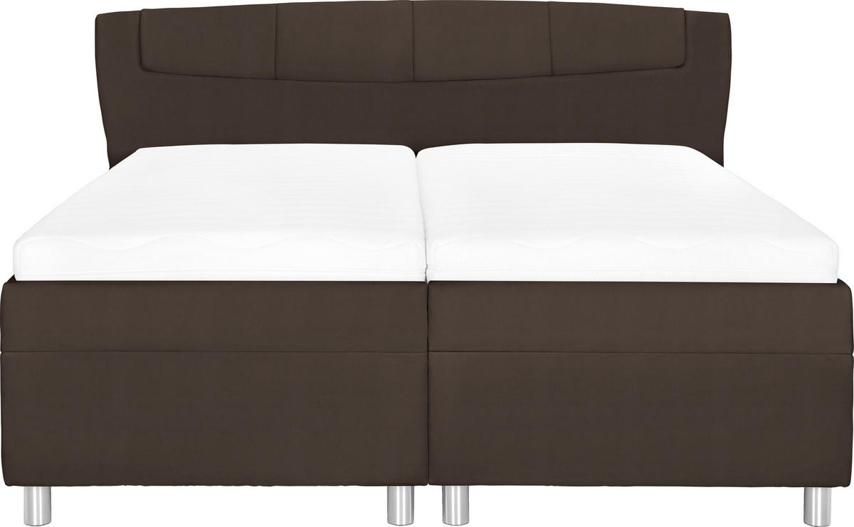 POLSTERBETT Matratze, gepolstertes Kopfteil, Lattenrost, Bettkasten Dunkelbraun 160/200 cm  - Dunkelbraun/Silberfarben, KONVENTIONELL, Holz/Textil (160/200cm) - Esposa
