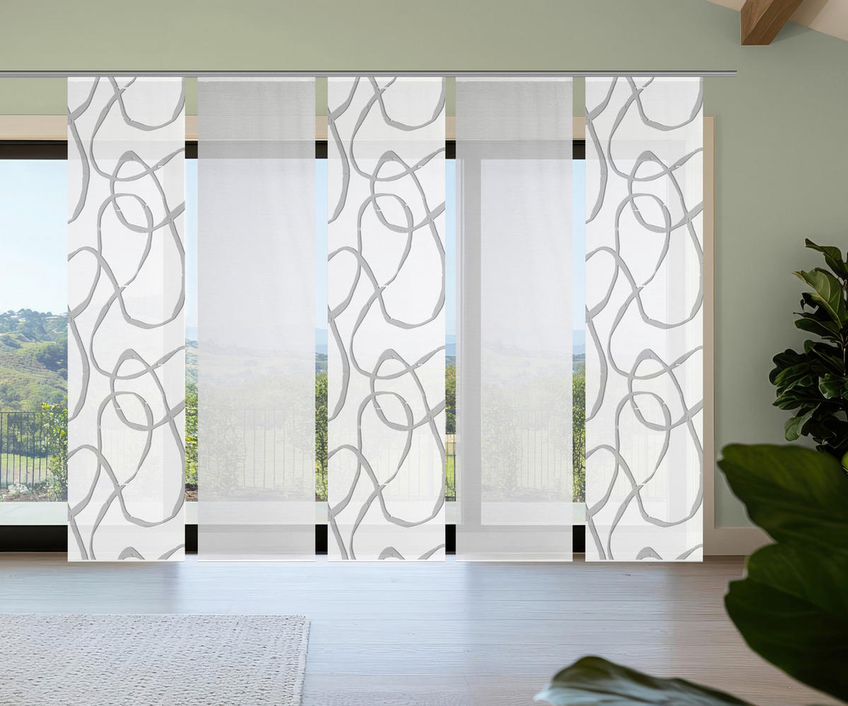 FLÄCHENVORHANG in Weiß, Grau Hochglanz blickdicht  - Grau Hochglanz/Weiß, KONVENTIONELL, Textil (60/260cm)