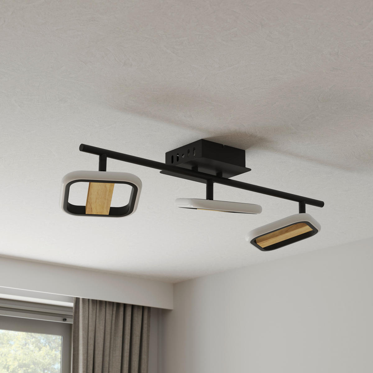 LED-STRAHLER Miriam 55/13,5/12 cm   - Eschefarben/Schwarz, Design, Holz/Kunststoff (55/13,5/12cm) - Novel