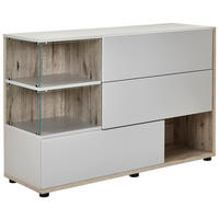 KOMMODE  in 120/77/40 cm  - Eichefarben/Schwarz, Design, Glas/Holzwerkstoff (120/77/40cm) - MID.YOU