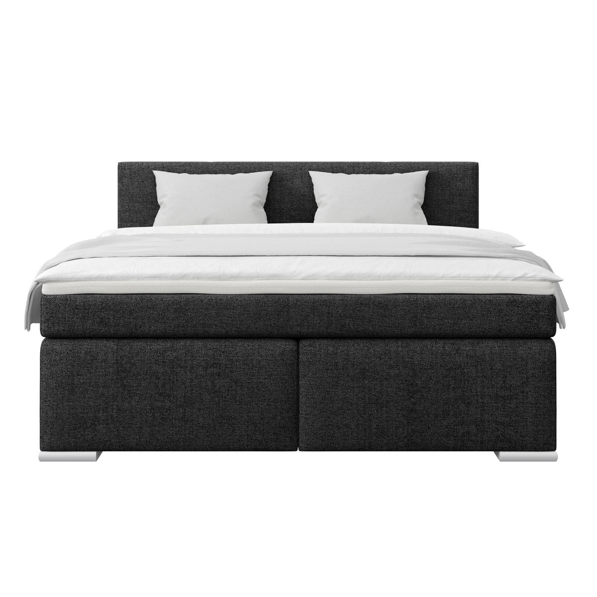 BOXSPRINGBETT 180/200 cm  in Schwarz  - Alufarben/Schwarz, Basics, Kunststoff/Textil (180/200cm) - Boxxx