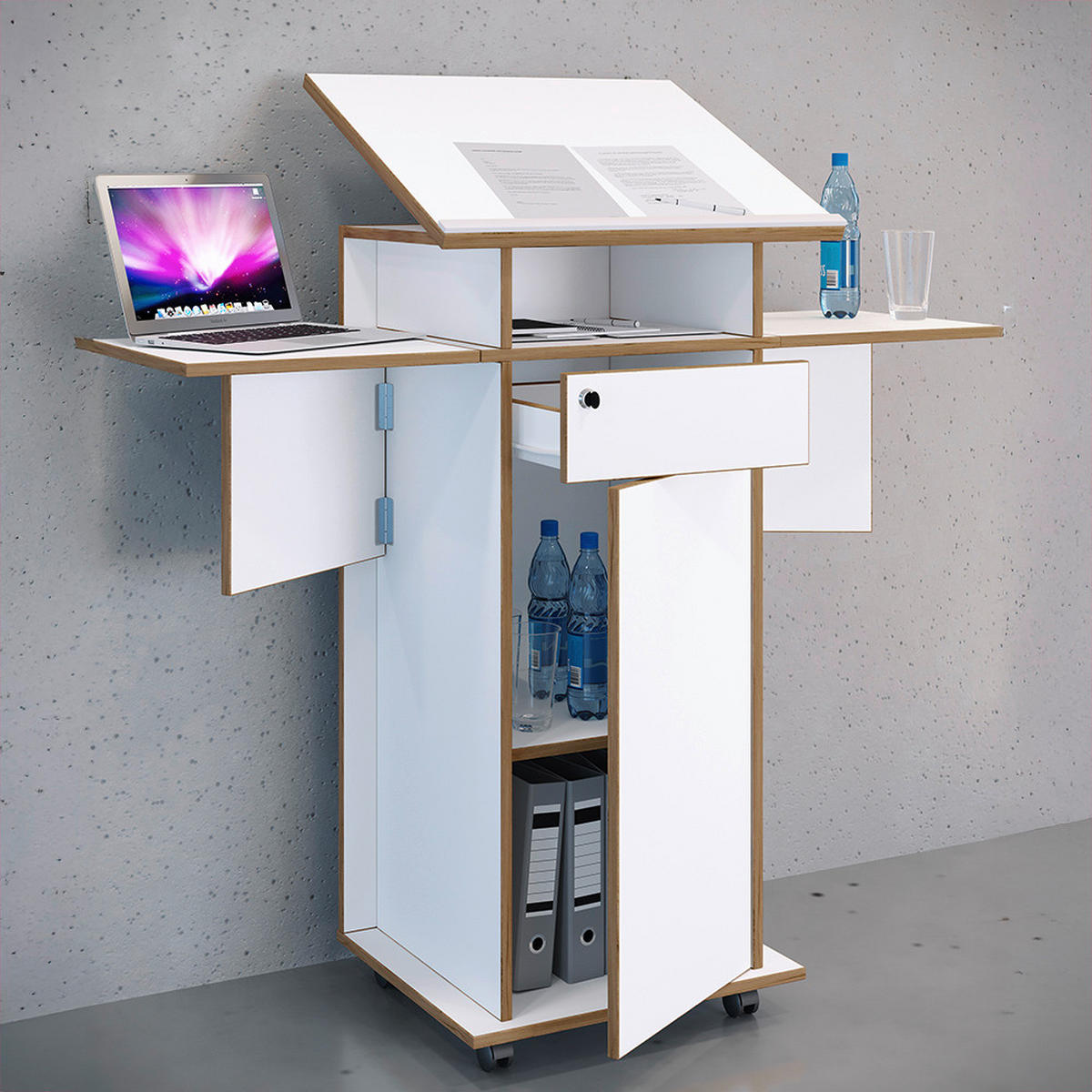 STEHPULT 122,8/43,6/106,6 cm  - Honigeiche/Weiß, Design, Holzwerkstoff (122,8/43,6/106,6cm) - MID.YOU