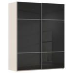 SCHWEBETÜRENSCHRANK 162/223/68 cm 2-türig Schwarz, Champagner  - Champagner/Alufarben, KONVENTIONELL, Glas/Holzwerkstoff (162/223/68cm) - Novel