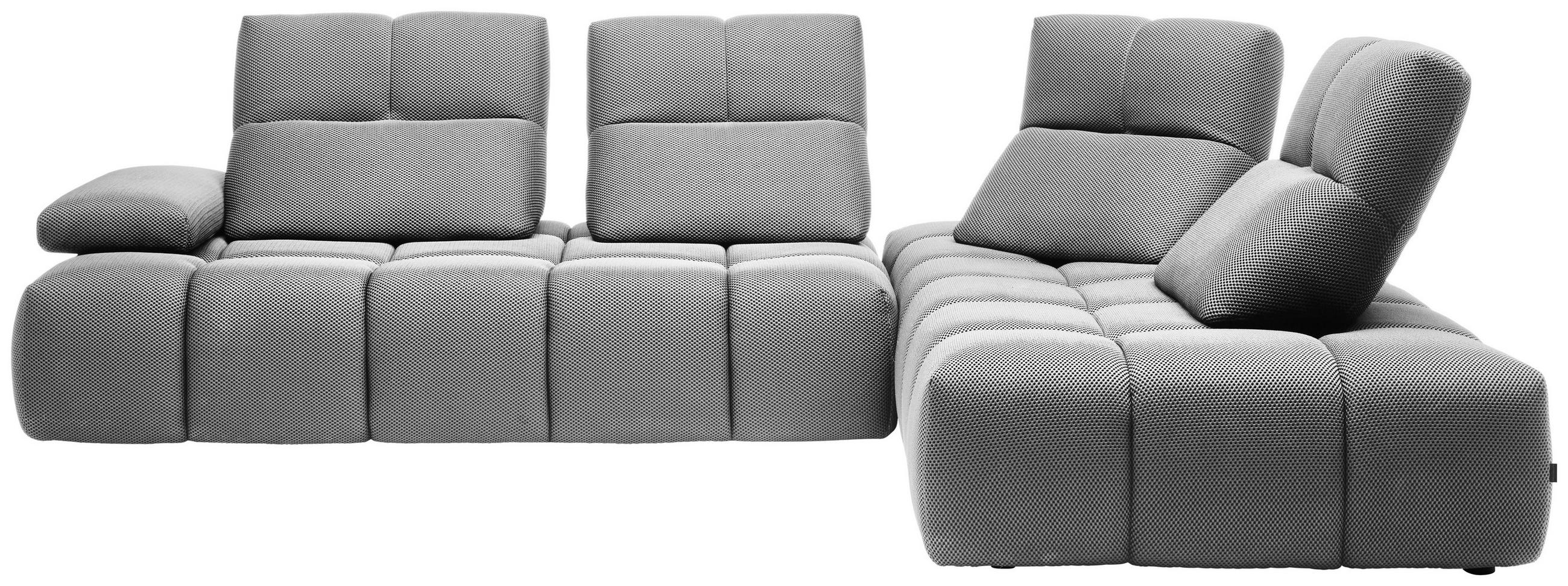 ECKSOFA in Struktur Grauweiß  313/233 cm  - Grauweiß/Schwarz, Design, Kunststoff/Textil (313/233cm) - Emilio Belluti