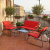 LOUNGEGARNITUR 4-teilig    - Rot/Schwarz, Modern, Glas/Kunststoff - Gardenson