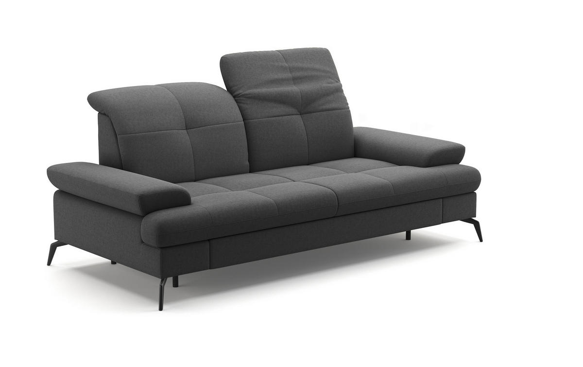 2,5-SITZER in Flachgewebe Dunkelgrau  - Dunkelgrau/Schwarz, Konventionell, Textil/Metall (202/90/122cm) - Sit & More