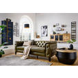 CHESTERFIELD-SOFA  in Echtleder Grün  - Schwarz/Grün, LIFESTYLE, Leder/Holz (220/77/91cm) - Ambia Home
