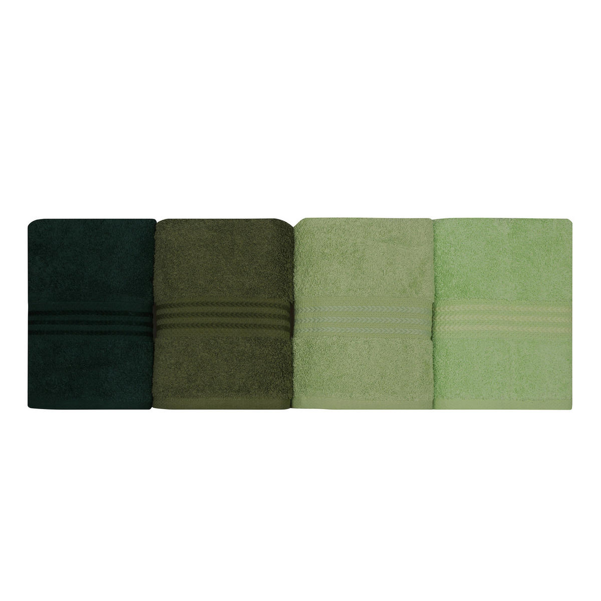 HANDTUCHSET Grün, Dunkelgrün, Hellgrün, Olivgrün  - Dunkelgrün/Hellgrün, Basics, Textil (50/90cm)